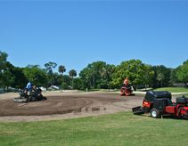 Fred & Ryan move soil on #16 green to reshape the front area.  This will allow for more pin placements.